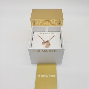 752- MICHAEL KORS Women's Heart MK Necklace NWT